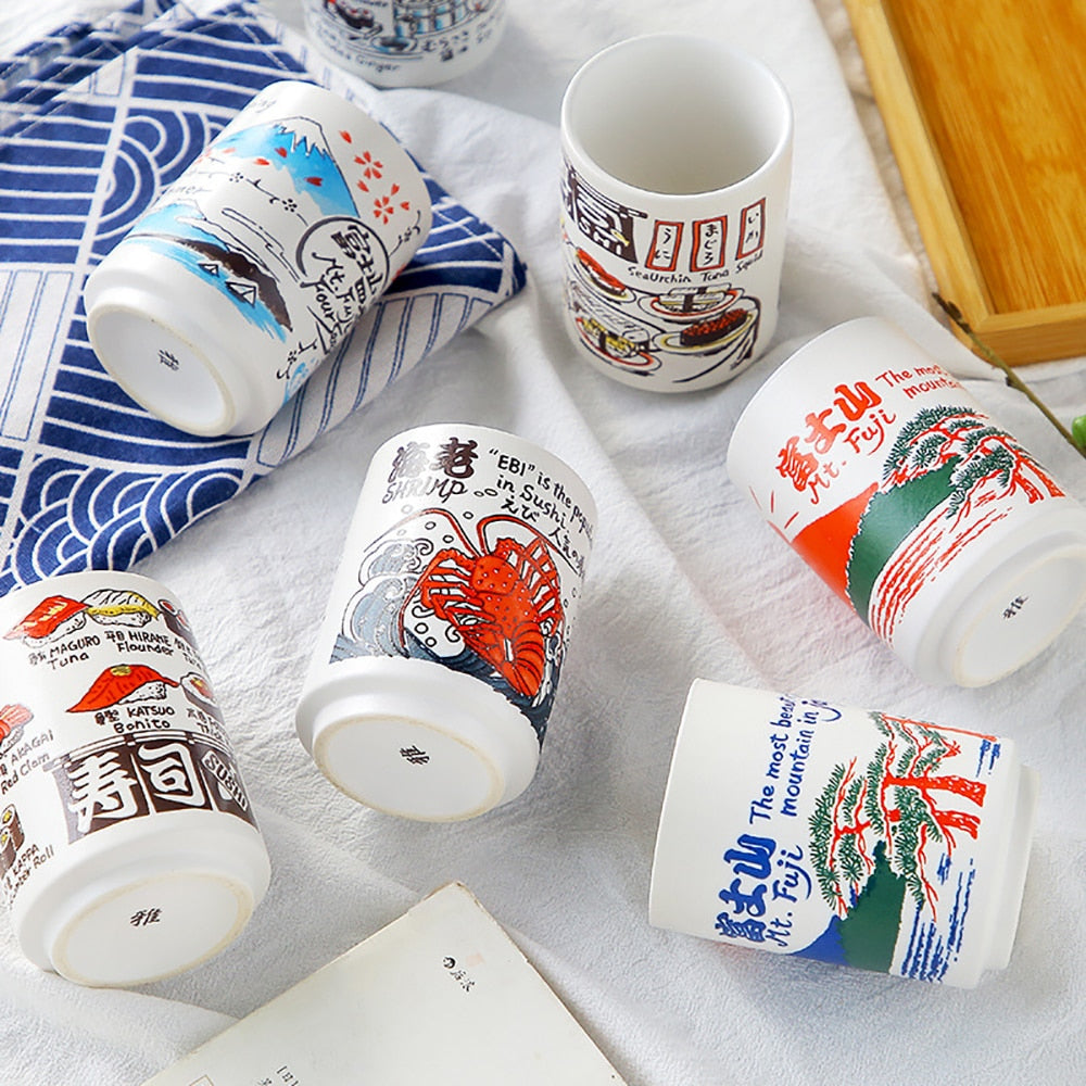Japanese Ceramic Hand-painted Sake Mugs, 10oz. Ramble & Roam
