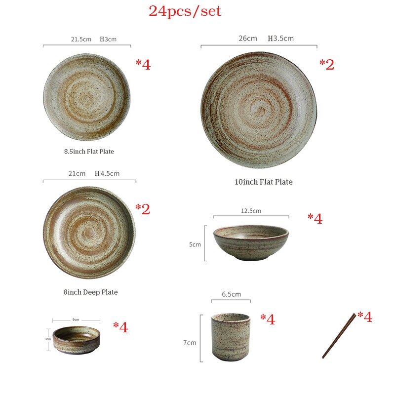 Japanese Stoneware Dinner Set, Handmade Ceramic Ramble &amp; Roam
