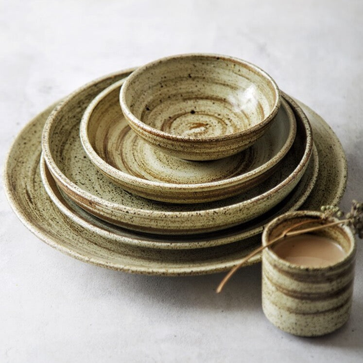 Japanese Stoneware Dinner Set, Handmade Ceramic Ramble &amp; Roam