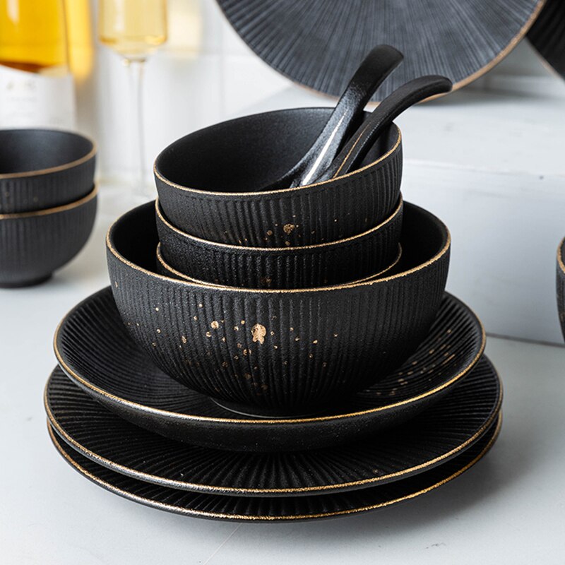 Matte Black &amp; Gold Handmade Ceramic Dishes Ramble &amp; Roam