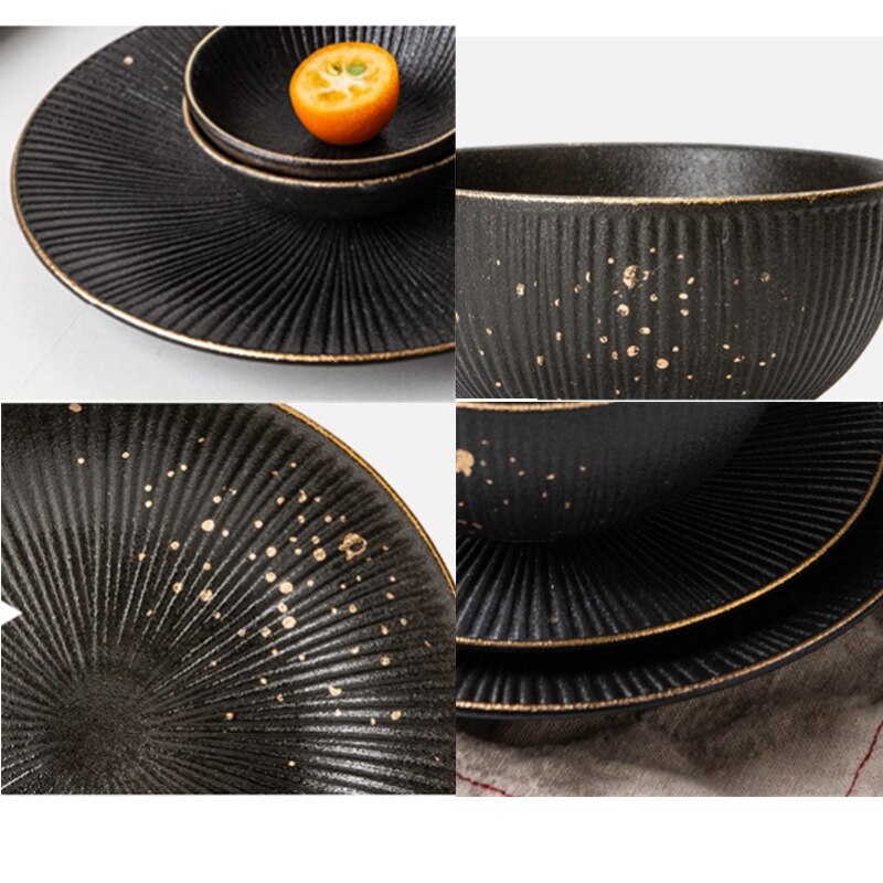 Matte Black &amp; Gold Handmade Ceramic Dishes Ramble &amp; Roam