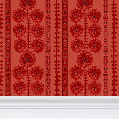Moroccan Floral Wallpaper, Rust Reds Ramble &amp; Roam