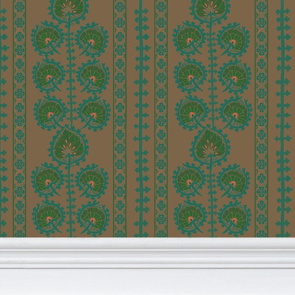 Moroccan Floral Wallpaper, Vintage Green Ramble &amp; Roam