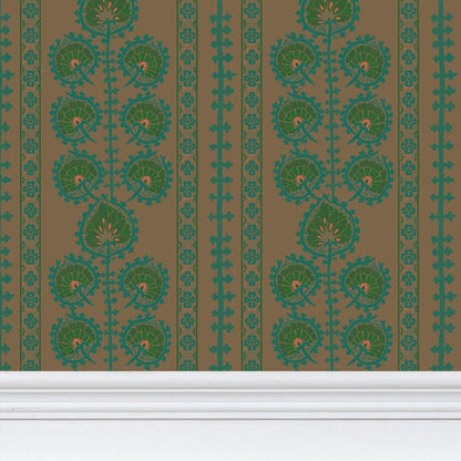 Moroccan Floral Wallpaper, Vintage Green Ramble &amp; Roam