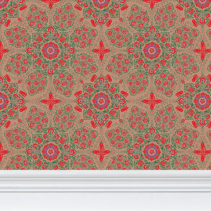 Moroccan Tile Wallpaper, Red