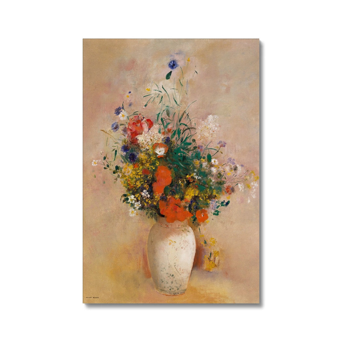 Vase of Flowers, Pink background, Odilon Redon, 1906 Canvas Ramble &amp; Roam