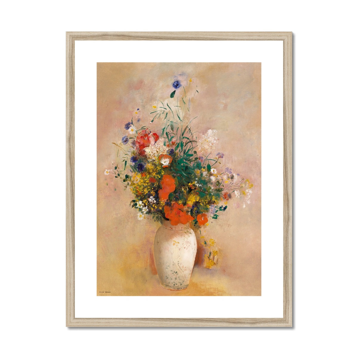 Vase of Flowers, Pink background, Odilon Redon, 1906 Framed & Mounted Print Ramble & Roam
