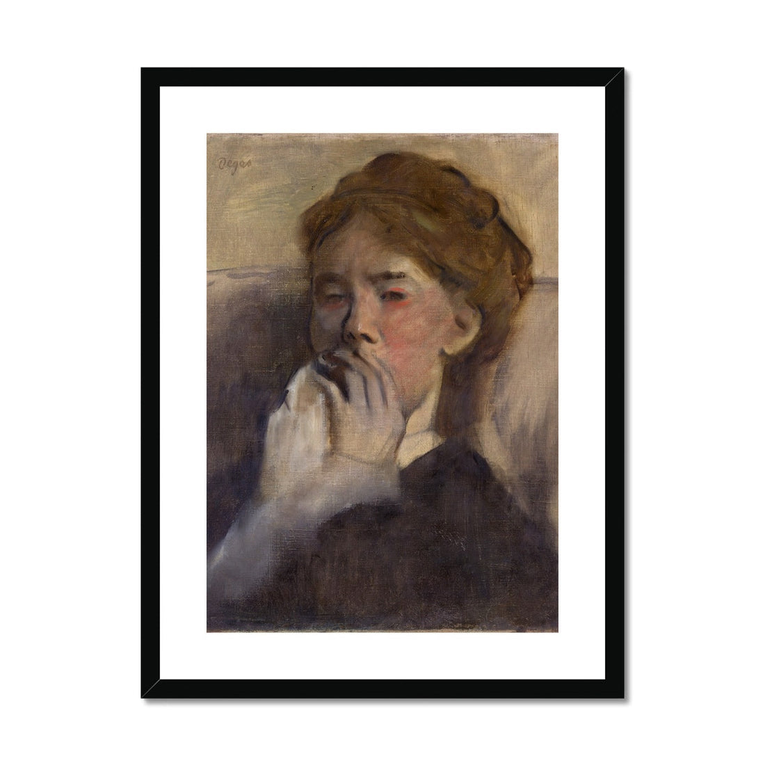 Young Woman With Hand Over Her Mouth, Edgar Degas, 1875 Framed &amp; Mounted Print Ramble &amp; Roam