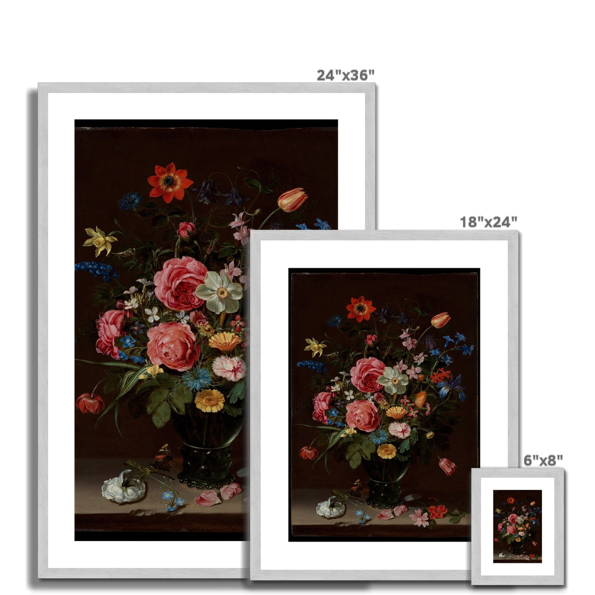 A Bouquet of Flowers, Clara Peeters, 1612 Antique Framed & Mounted Print