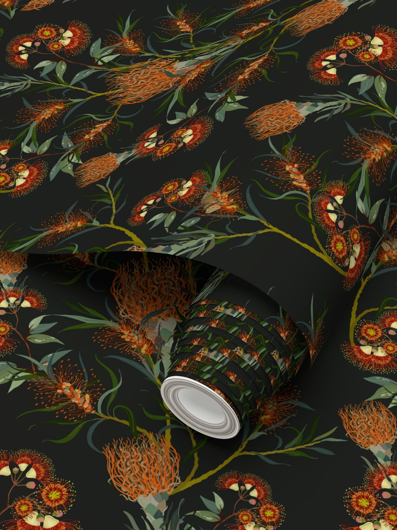 Leeland Botanicals, Soft Black Wallpaper