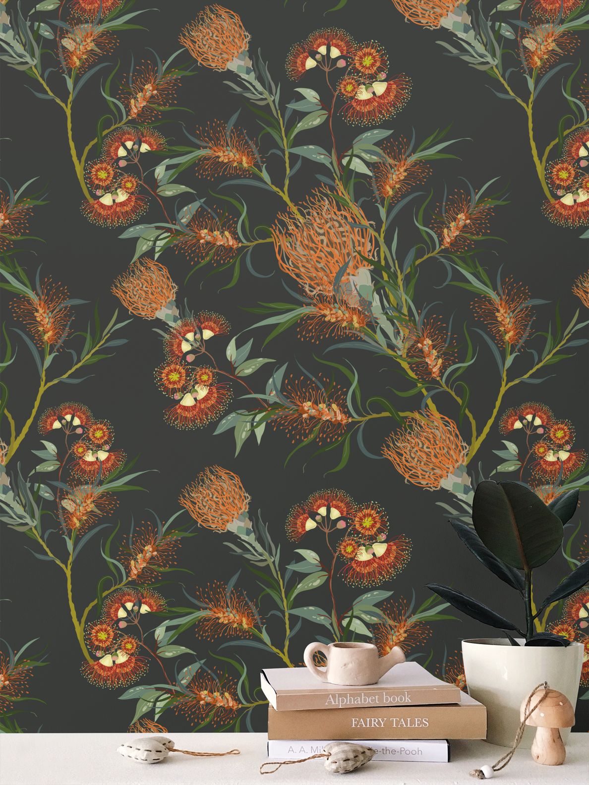 Leeland Botanicals, Soft Black Wallpaper