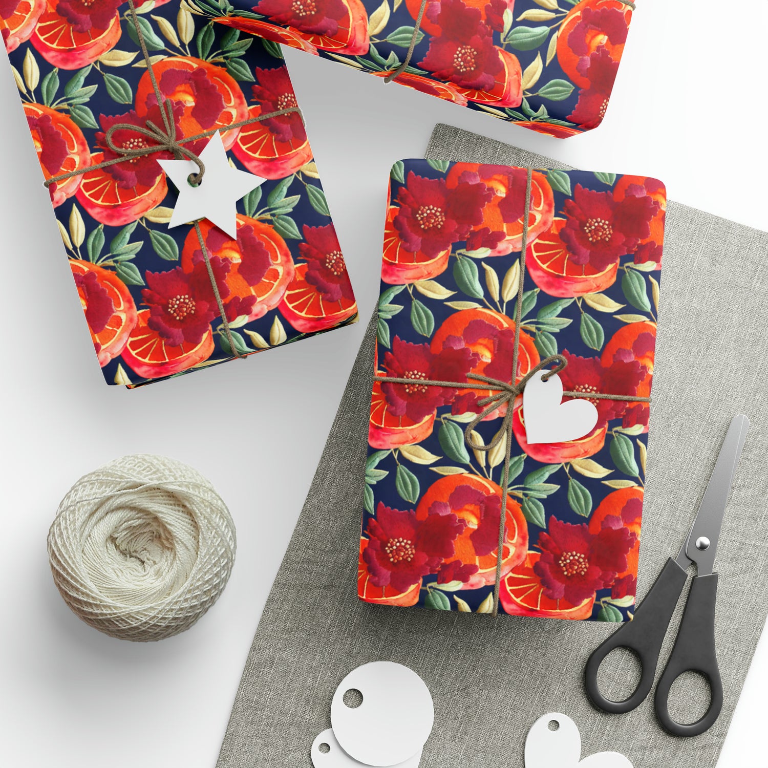 Embroidered Orange gift Wrapping Papers