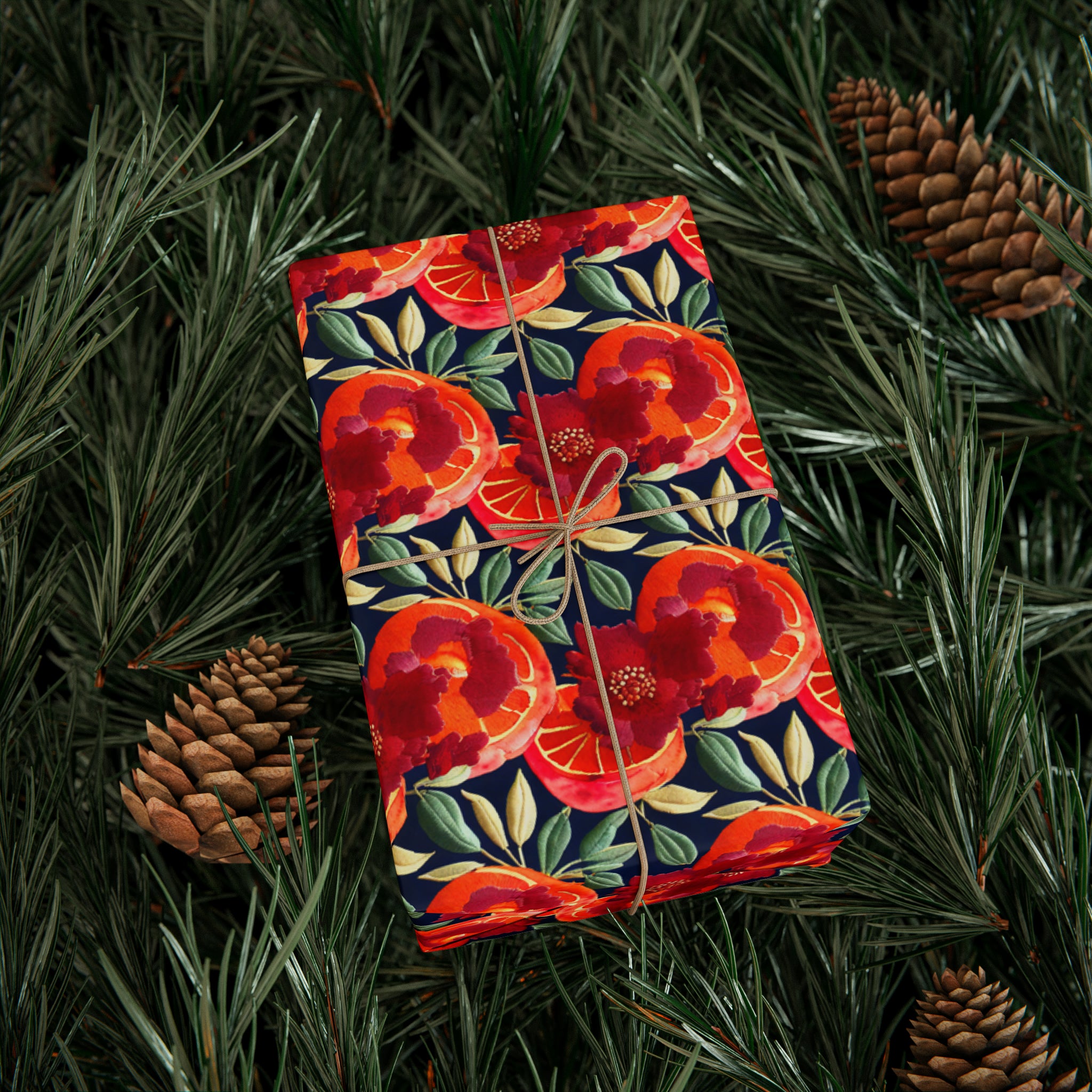 Embroidered Orange gift Wrapping Papers