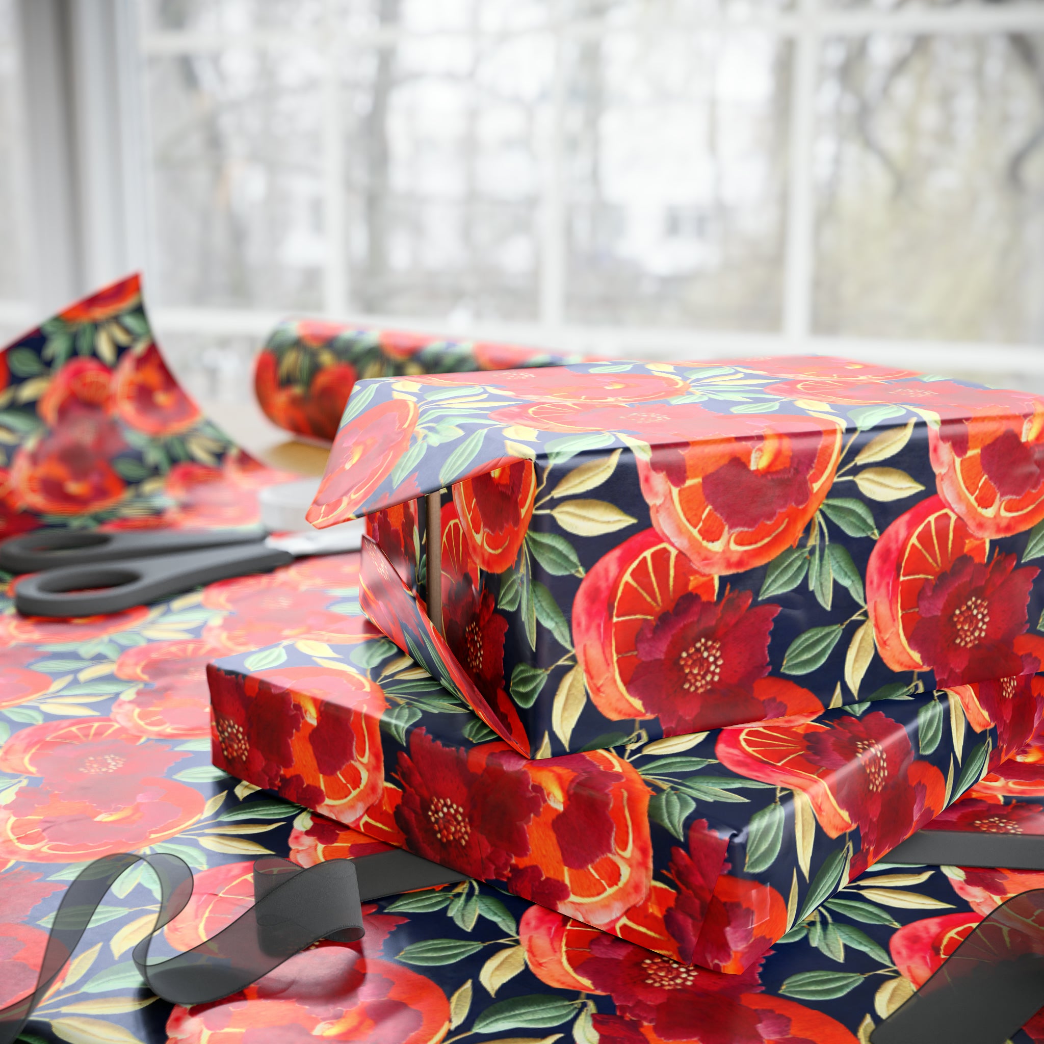 Embroidered Orange gift Wrapping Papers