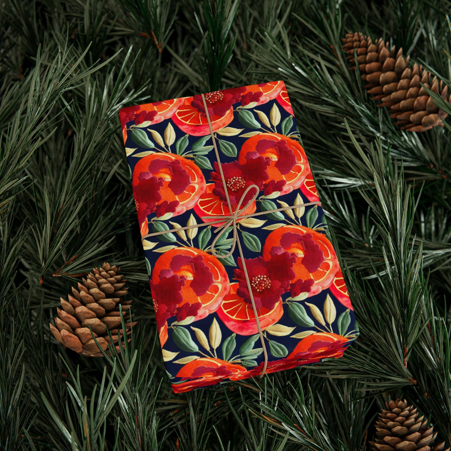 Embroidered Orange gift Wrapping Papers