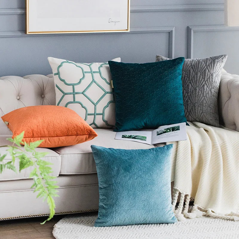 Quilted Velvet Jewel Tone Throw Pillows