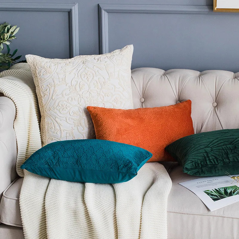 Quilted Velvet Jewel Tone Throw Pillows