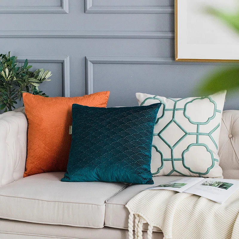 Quilted Velvet Jewel Tone Throw Pillows