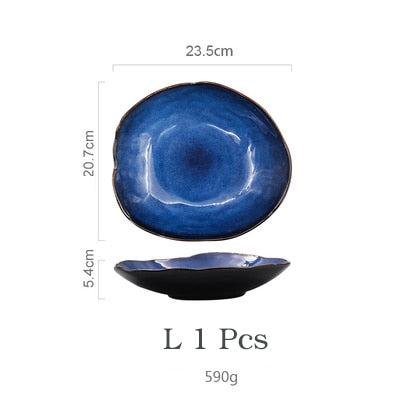 Cat’s Eye Japanese Blue Handthrown plates