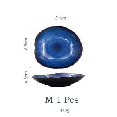 Cat’s Eye Japanese Blue Handthrown plates