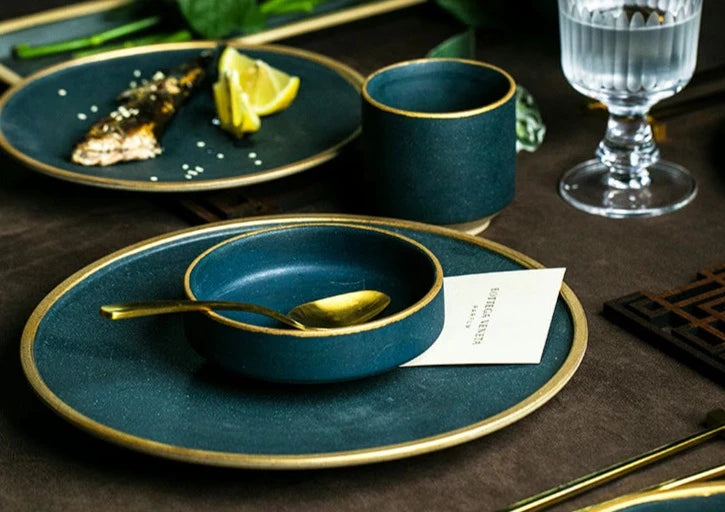 Porcelain Dinner Plates Tableware  Porcelain Tableware Set Green
