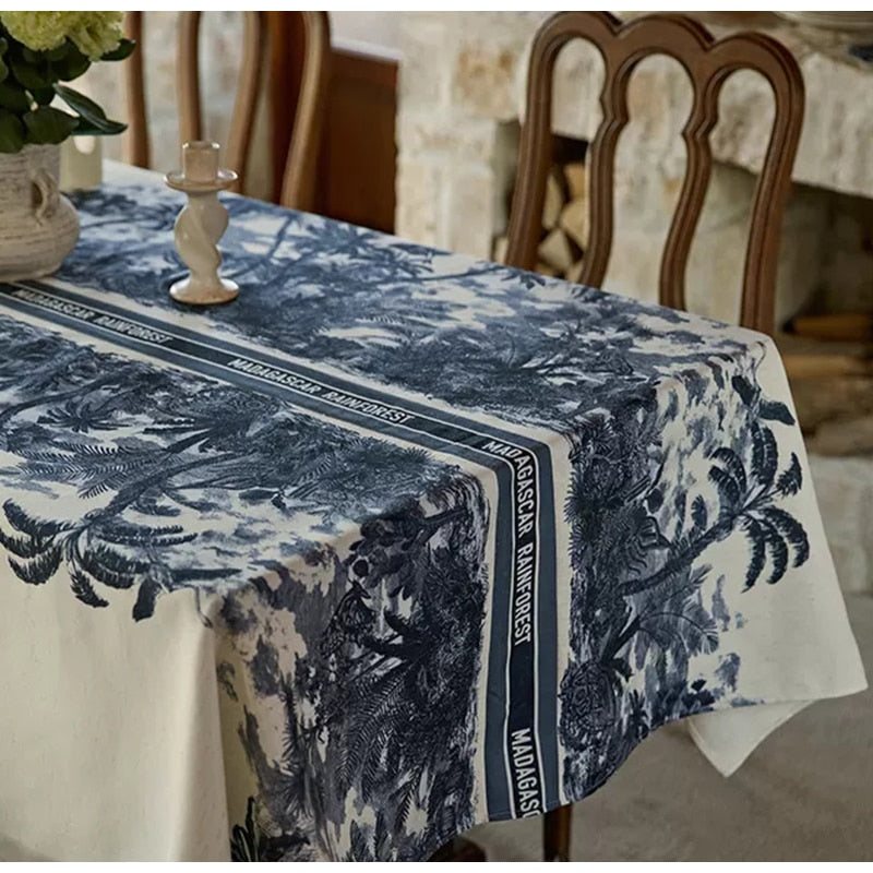 Jungle in Indigo Blue Tablecloth