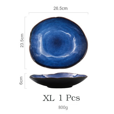 Cat’s Eye Japanese Blue Handthrown plates