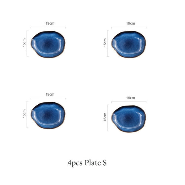 Cat’s Eye Japanese Blue Handthrown plates