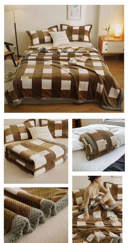 Cozy Plaid Chenille Bed Blanket