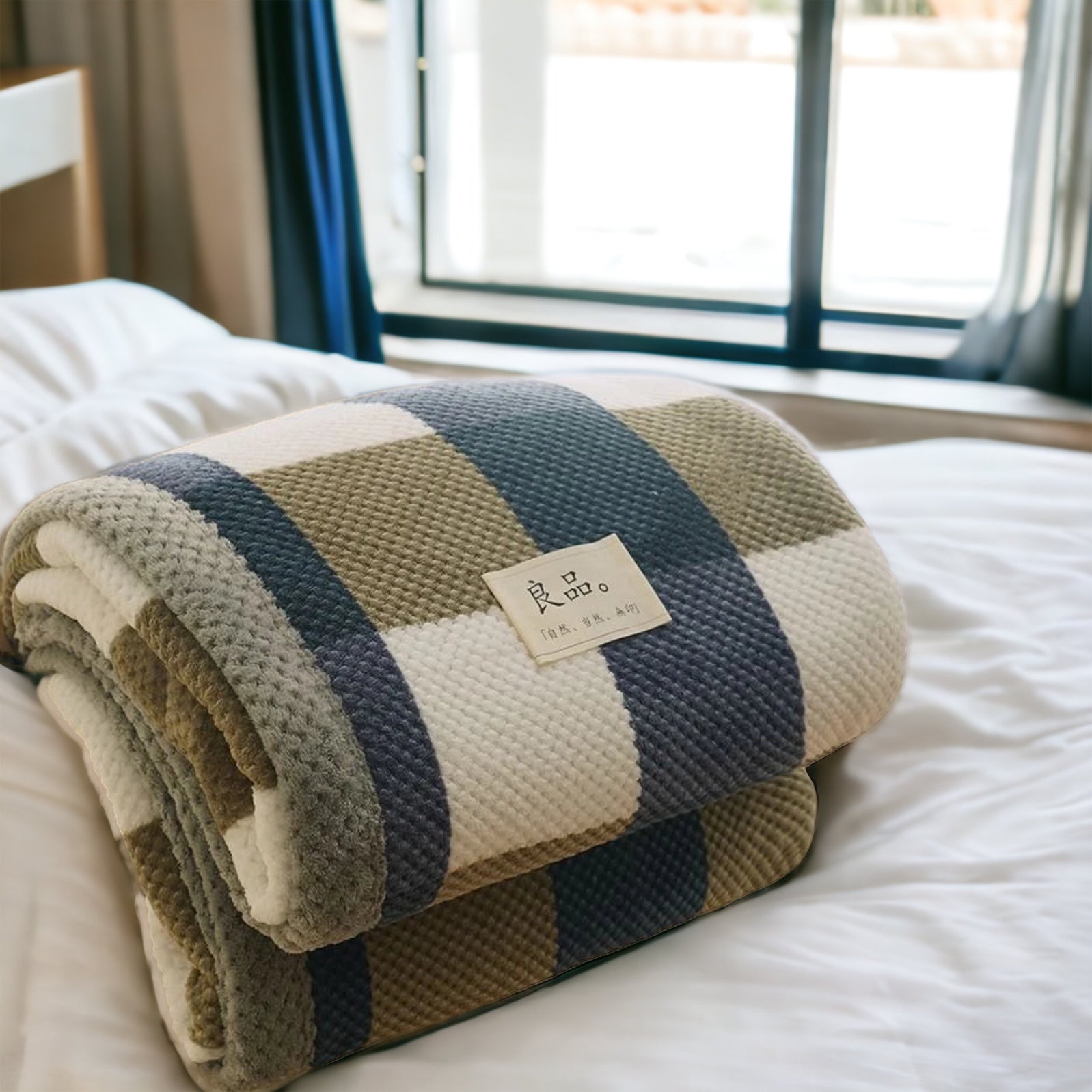 Cozy Plaid Chenille Bed Blanket