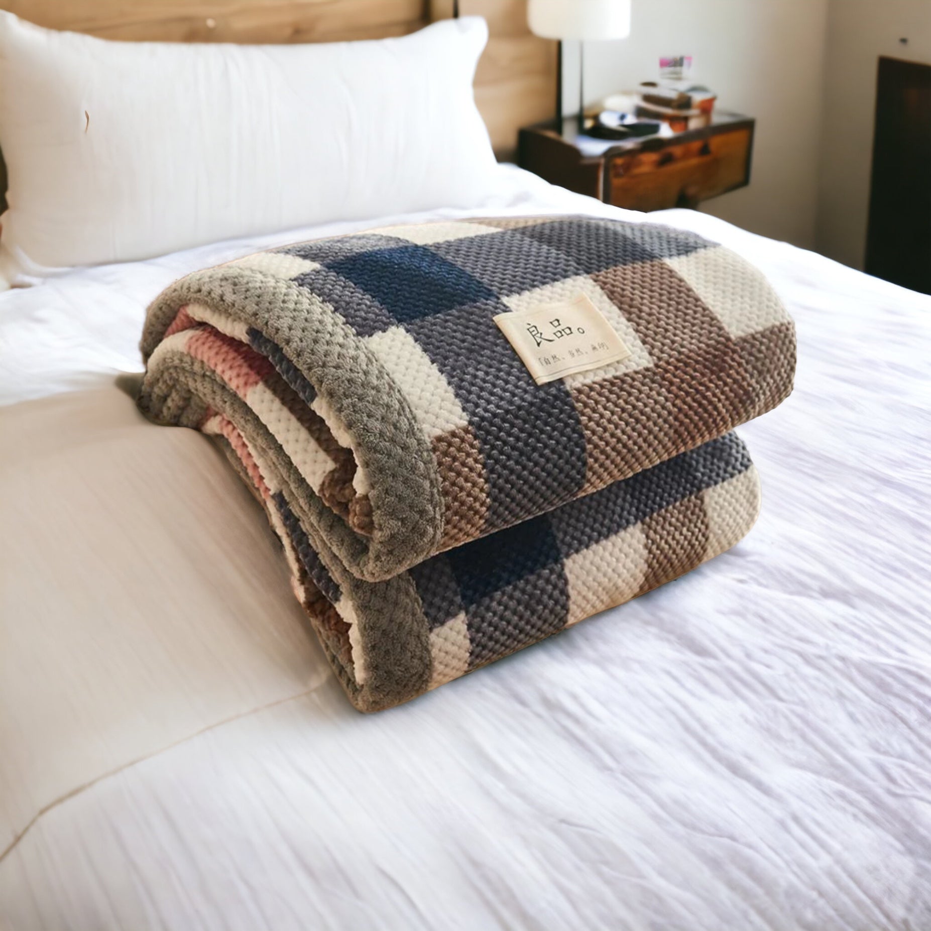 Cozy Plaid Chenille Bed Blanket