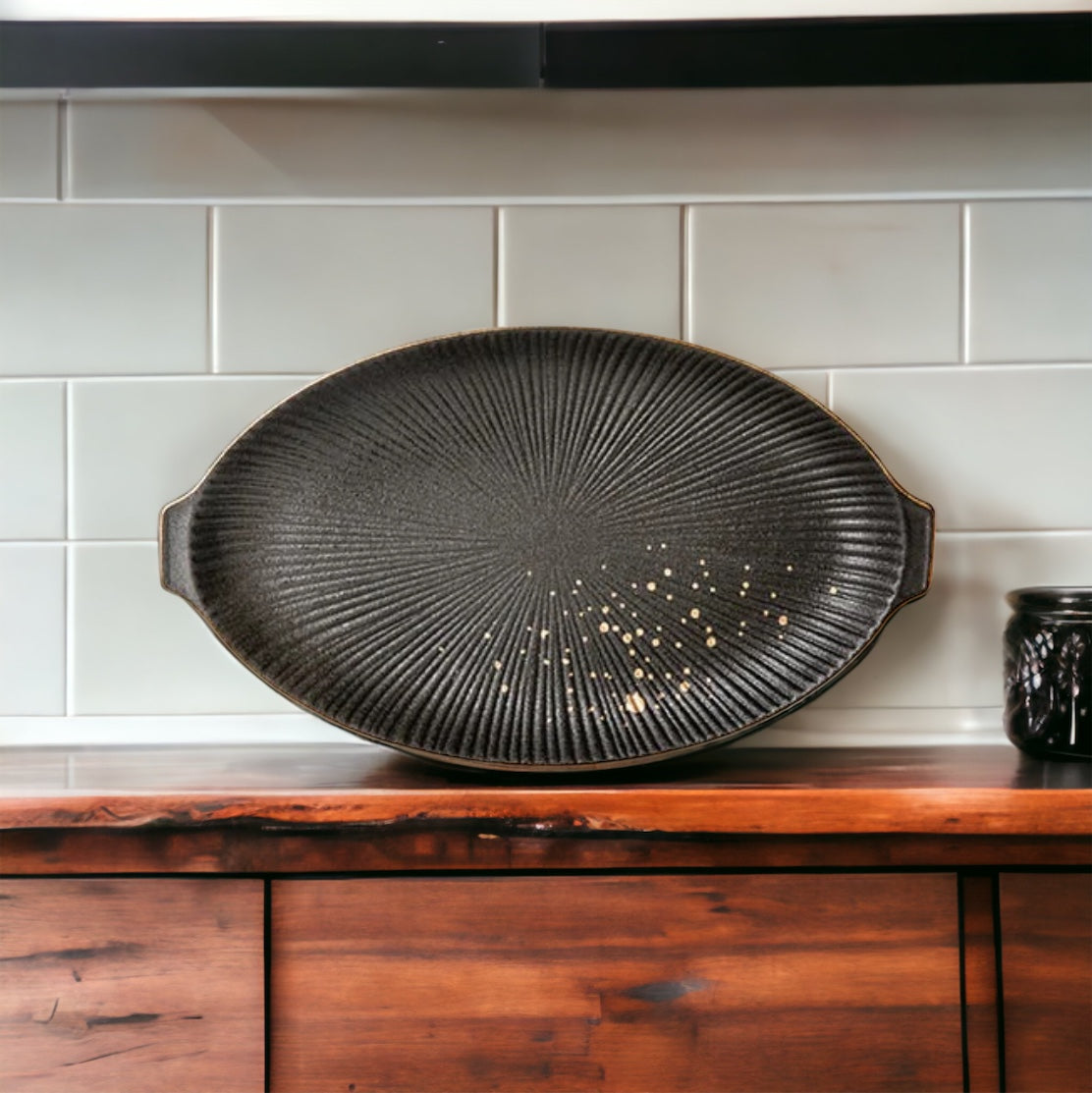 Matte Black & Gold Handmade Ceramic Dishes