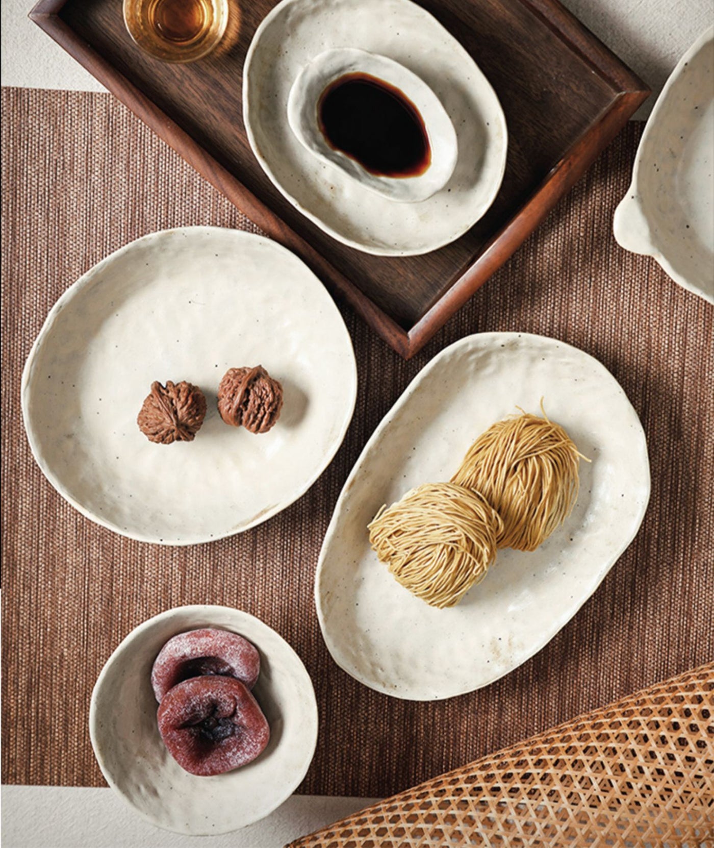 Rough Hewn Porcelain Dinnerware, handmade quiet luxury