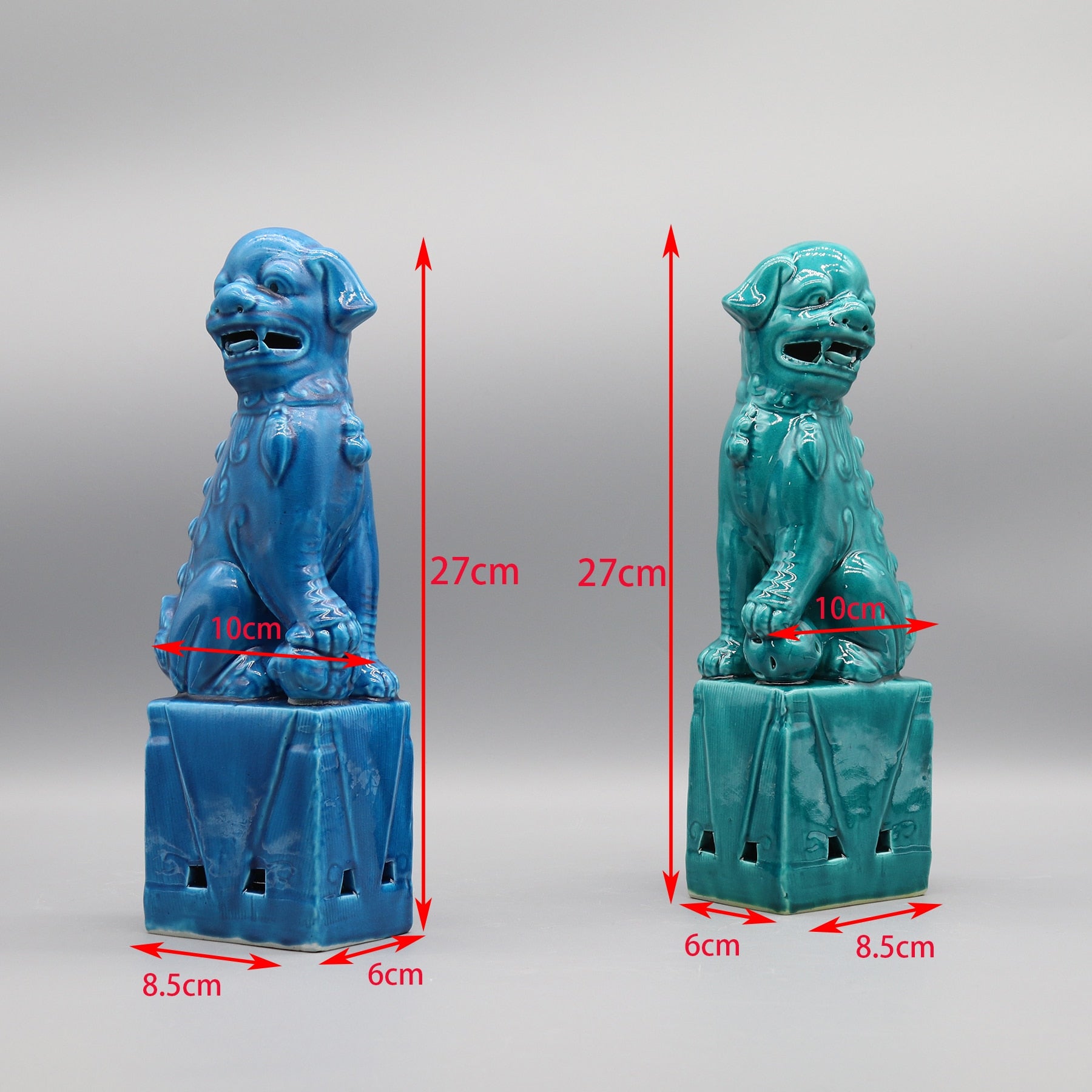 Pair of top Tan/Blue Foo Dogs