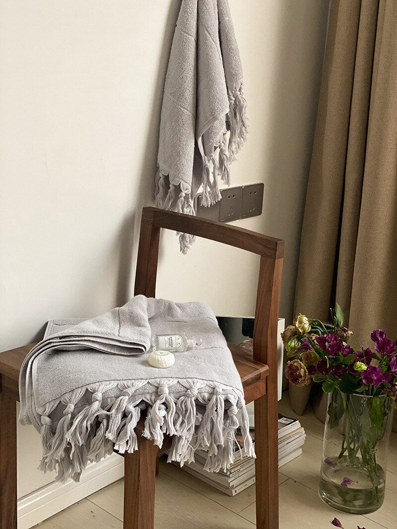 Hand Knotted Tassel Pure Cotton Towel