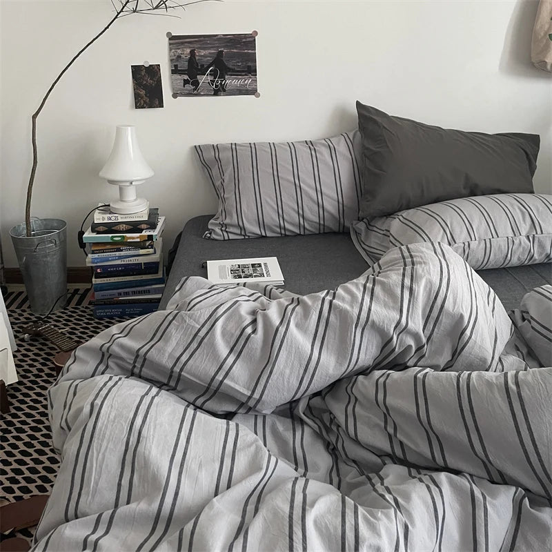 Pinstripe Cotton Duvet Set