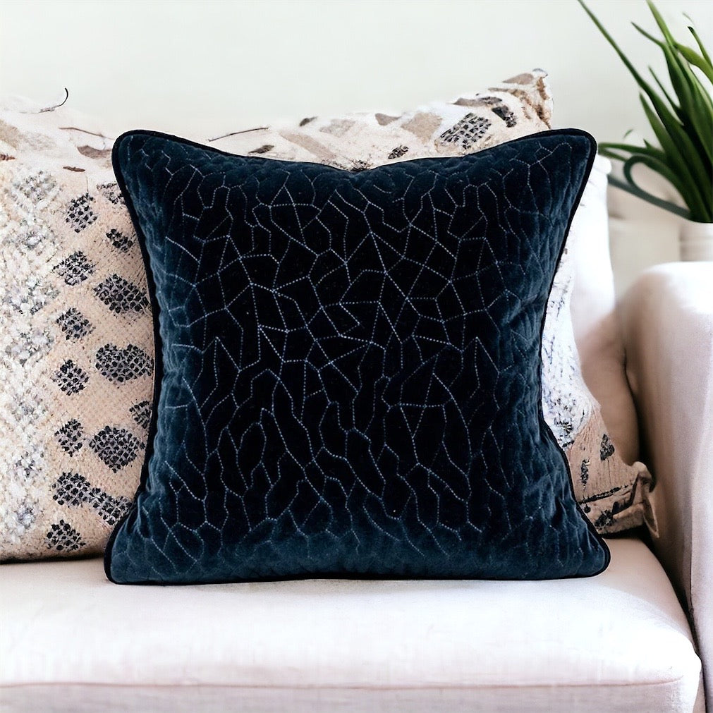 Navy Blue Throw Pillow, Velvet