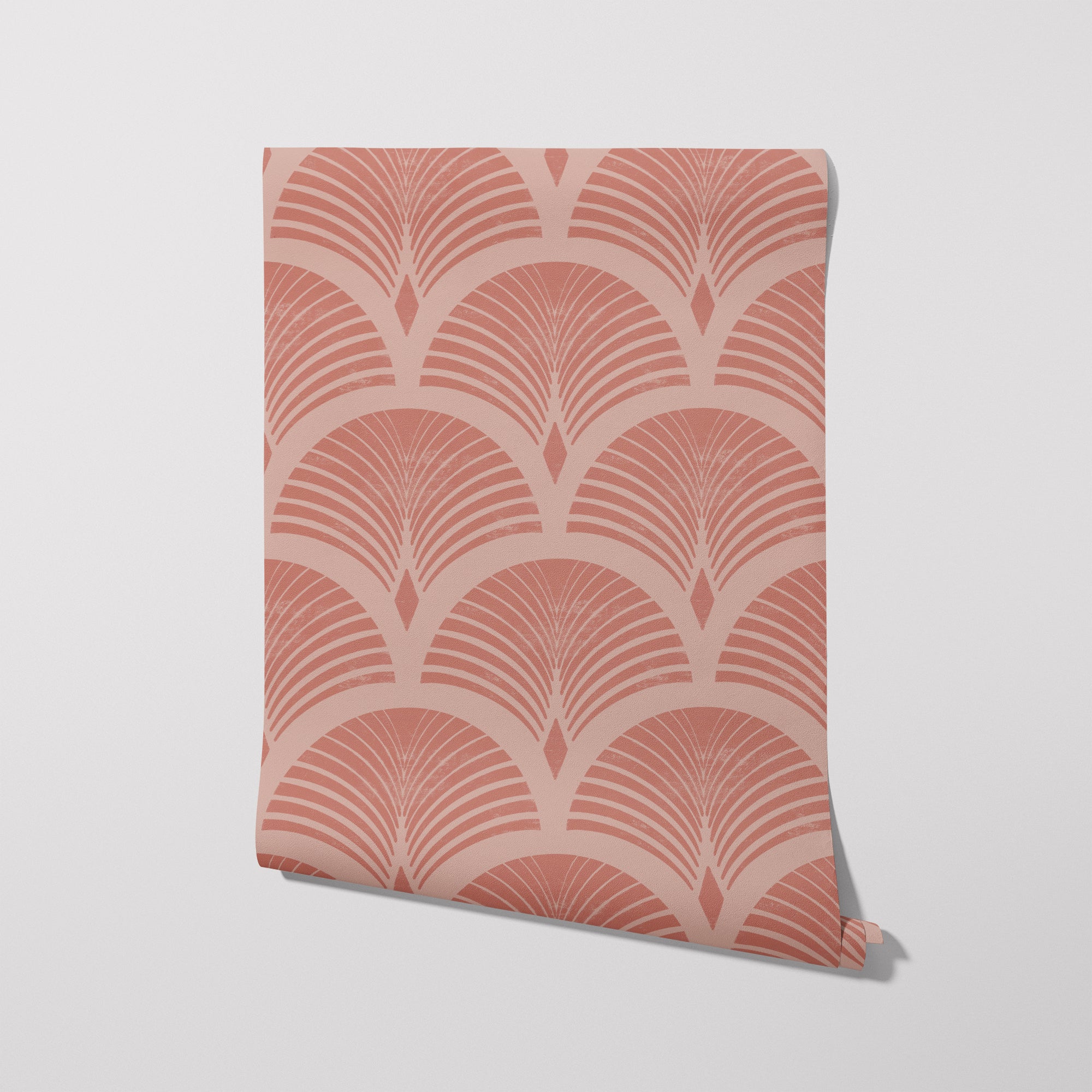 Classic Fan Wallpaper, Rose and Blush Pink