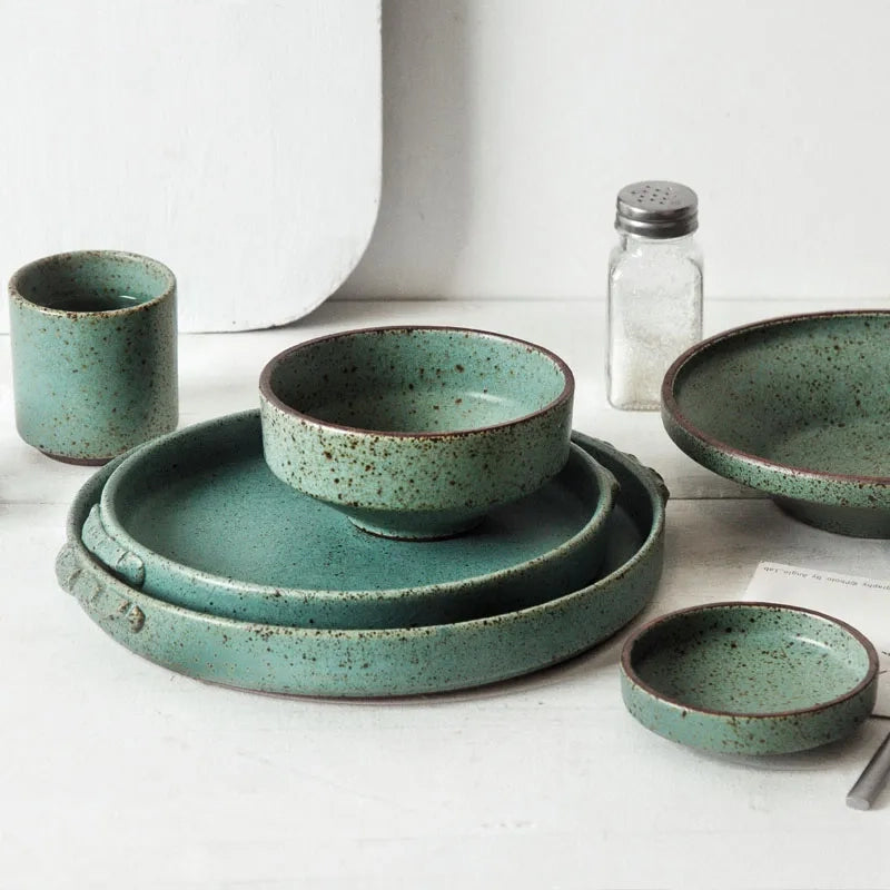 Vintage Sea Green Japanese Dinnerware 20pc Set