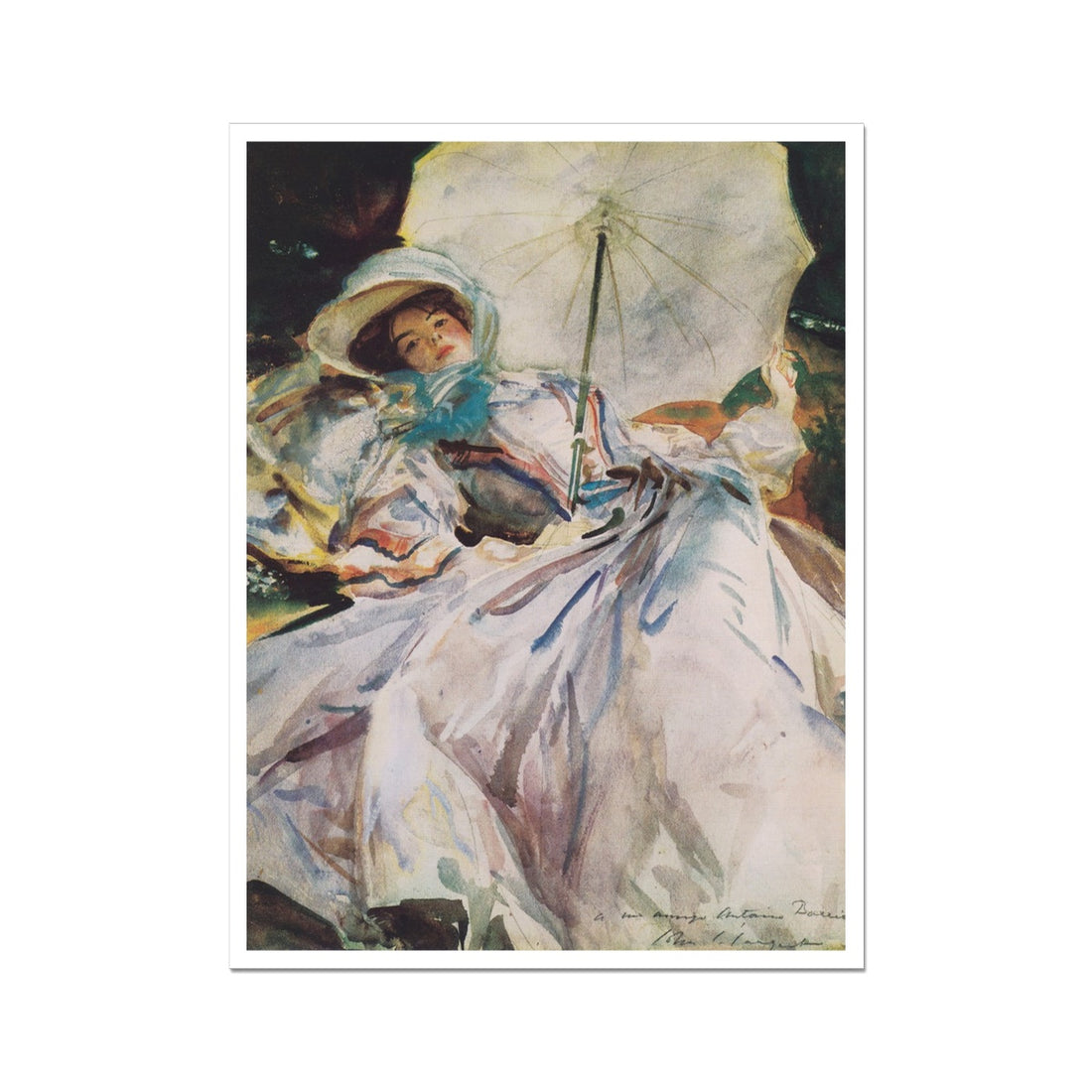 Lady with Parasole, John Singer Sargent, 1900 Reproduction,  Giclée Print Watercolor