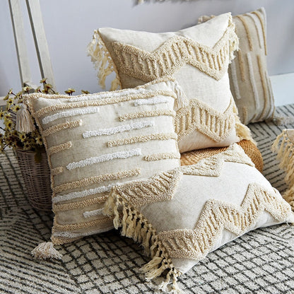 Boheme Hand tufted Linen Throw Pillows with Tassels Ramble &amp; Roam