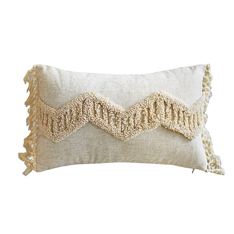 Boheme Hand tufted Linen Throw Pillows with Tassels