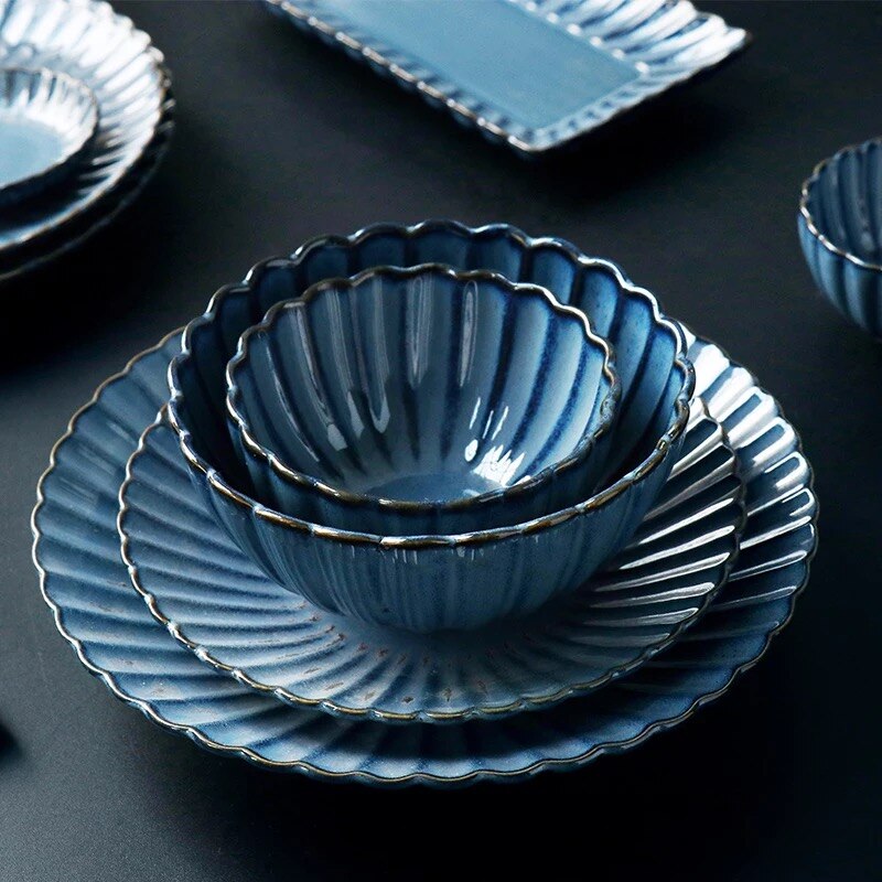 Chrysanthemum Blue Stoneware Dinnerware Ramble &amp; Roam