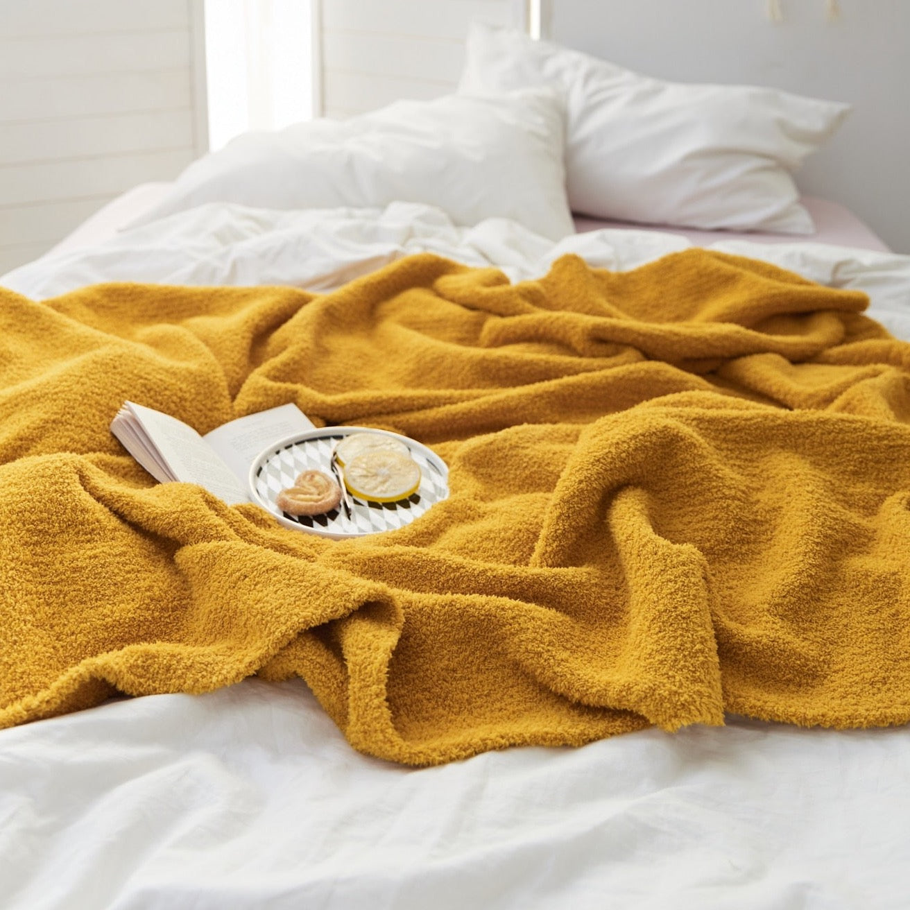 Mustard discount fleece throw