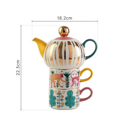 Exotica Tea for Two, Hand-Painted Tea Pot &amp; Mugs Sets Ramble &amp; Roam