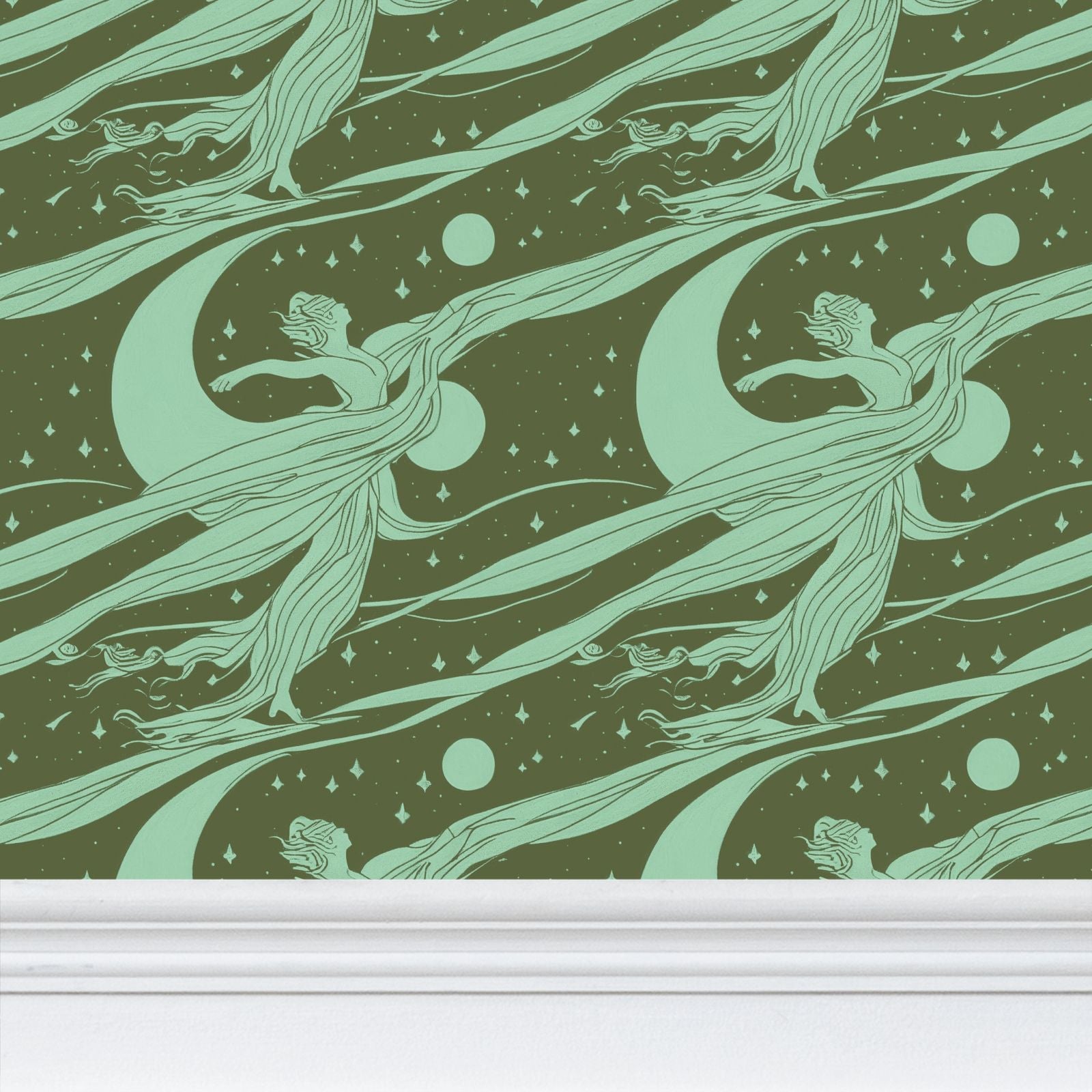 Fairy Nouveau, Green Wallpaper Ramble & Roam