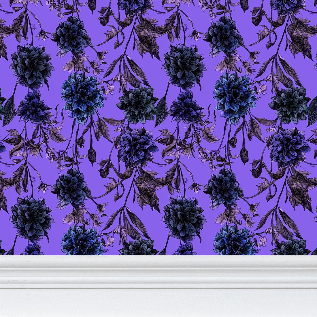 Flora Watercolor Wallpaper, Lavender Ramble &amp; Roam