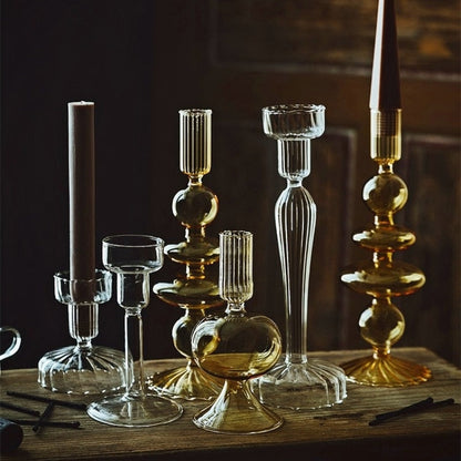French Vintage Glass Candlesticks Ramble &amp; Roam