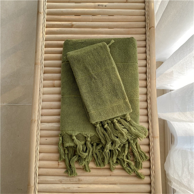 Brown and green sale towels