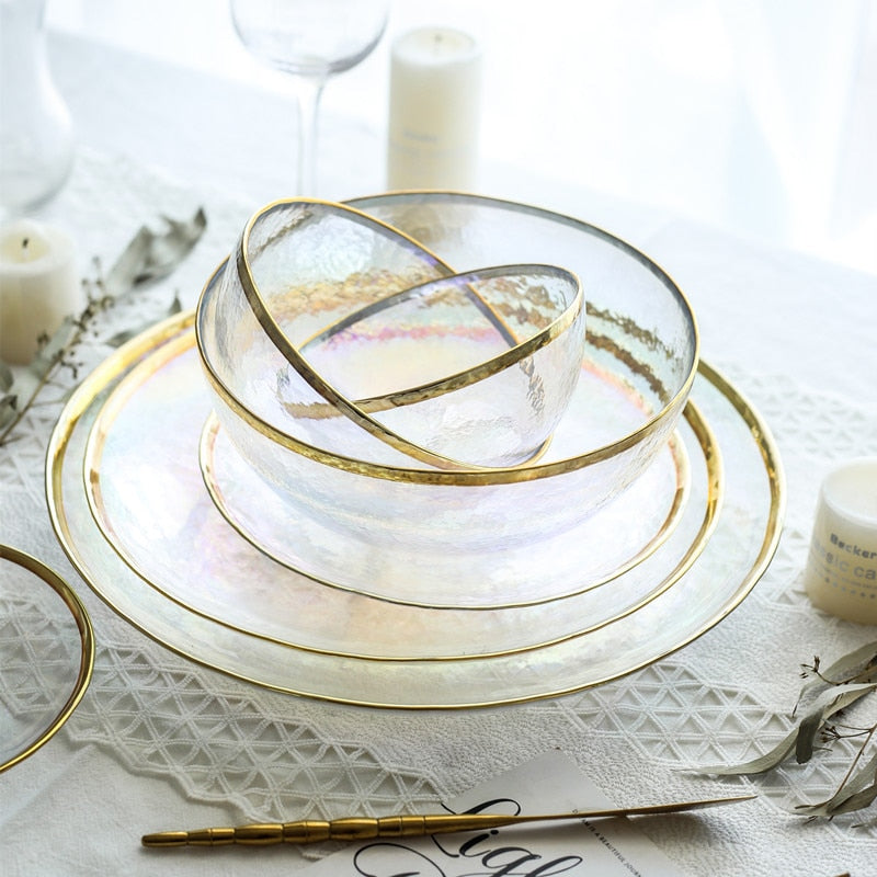 Iridescent dinnerware set sale